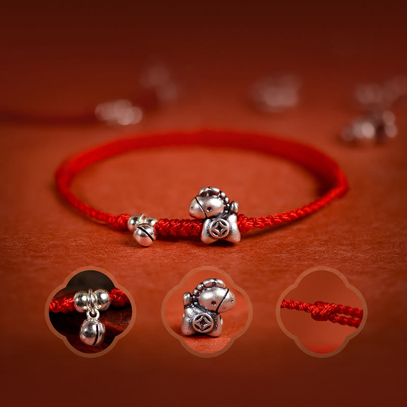 Buddha Stones, 999 Sterling Silber, Jahr des Pferdes, 925 Sterling Silber, Glockenschnur, Glücksarmband für Kinder und Erwachsene - image 5