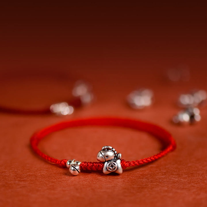 Buddha Stones, 999 Sterling Silber, Jahr des Pferdes, 925 Sterling Silber, Glockenschnur, Glücksarmband für Kinder und Erwachsene - image 0