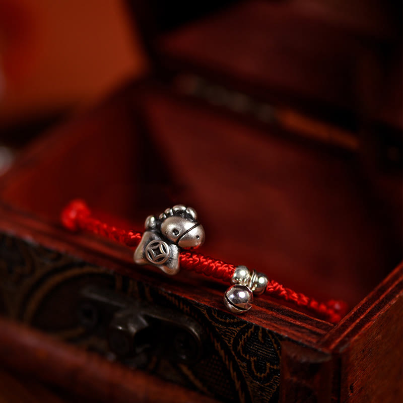 Buddha Stones, 999 Sterling Silber, Jahr des Pferdes, 925 Sterling Silber, Glockenschnur, Glücksarmband für Kinder und Erwachsene - image 11