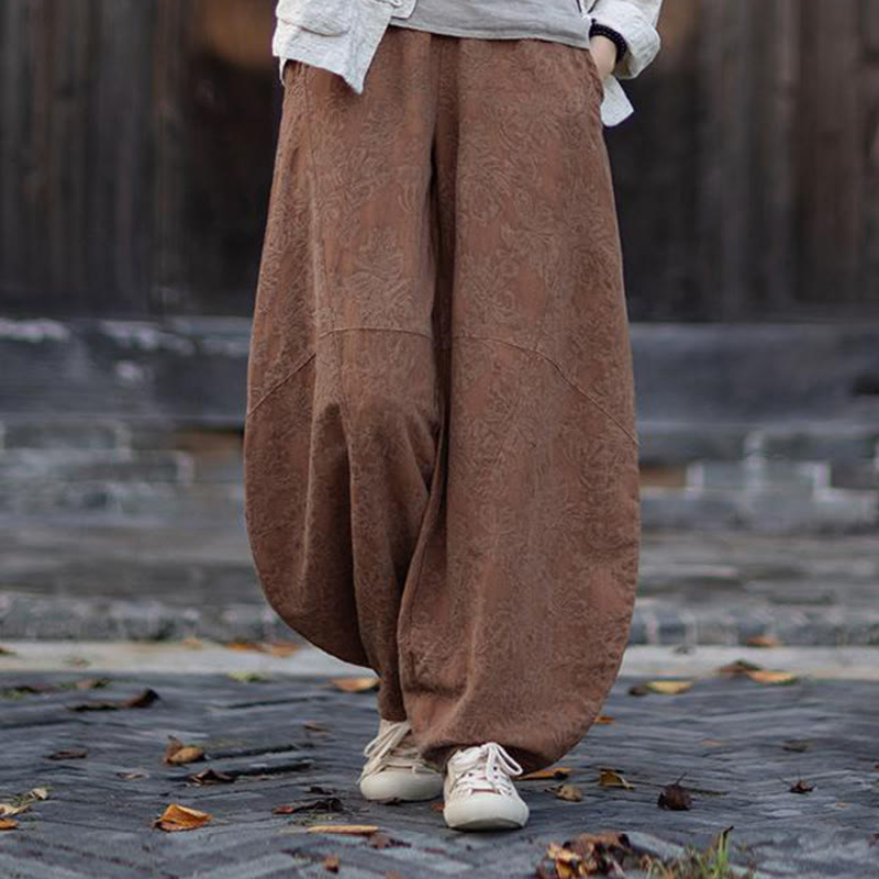 Buddha Stones Herbst Jacquard Damen Langarmhemd mit Froschknopfleiste und Hose aus Baumwoll-Leinen-Mischgewebe - Braune Hose - US4-6, UK/AU8-10, EU36-38 (F) - image 36