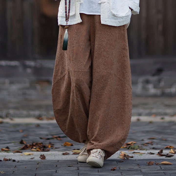 Buddha Stones Herbst Jacquard Damen Langarmhemd mit Froschknopfleiste und Hose aus Baumwoll-Leinen-Mischgewebe - image 37