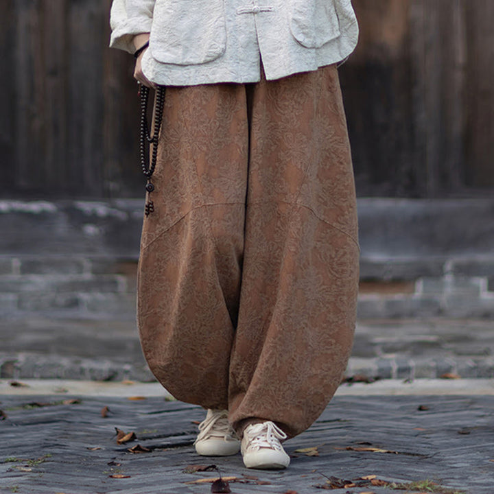 Buddha Stones Herbst Jacquard Damen Langarmhemd mit Froschknopfleiste und Hose aus Baumwoll-Leinen-Mischgewebe - image 39