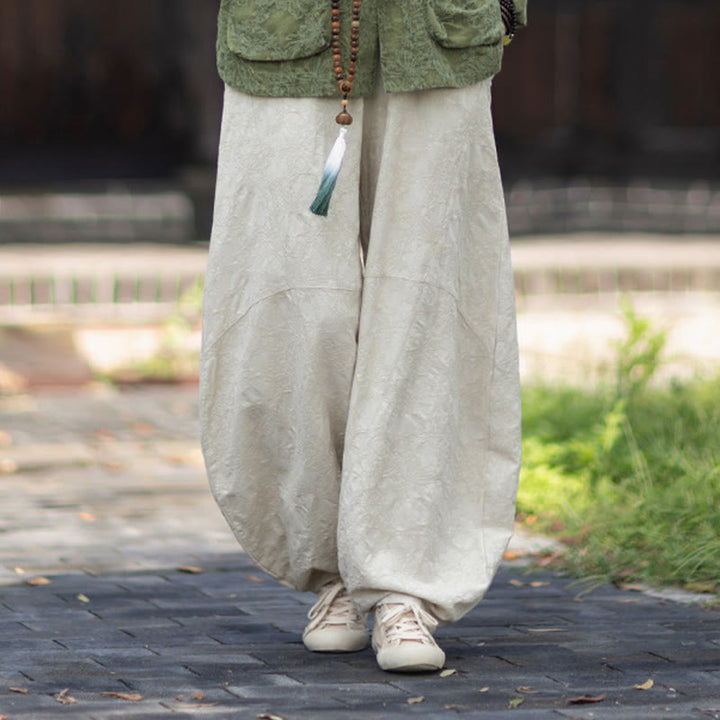 Buddha Stones Herbst Jacquard Damen Langarmhemd mit Froschknopfleiste und Hose aus Baumwoll-Leinen-Mischgewebe - image 35