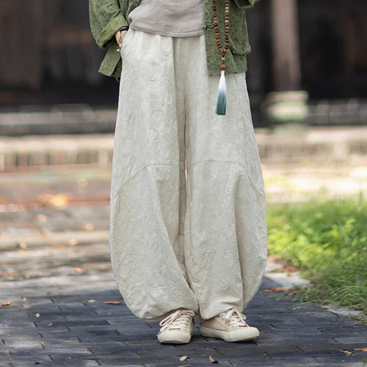 Buddha Stones Herbst Jacquard Damen Langarmhemd mit Froschknopfleiste und Hose aus Baumwoll-Leinen-Mischgewebe - image 34