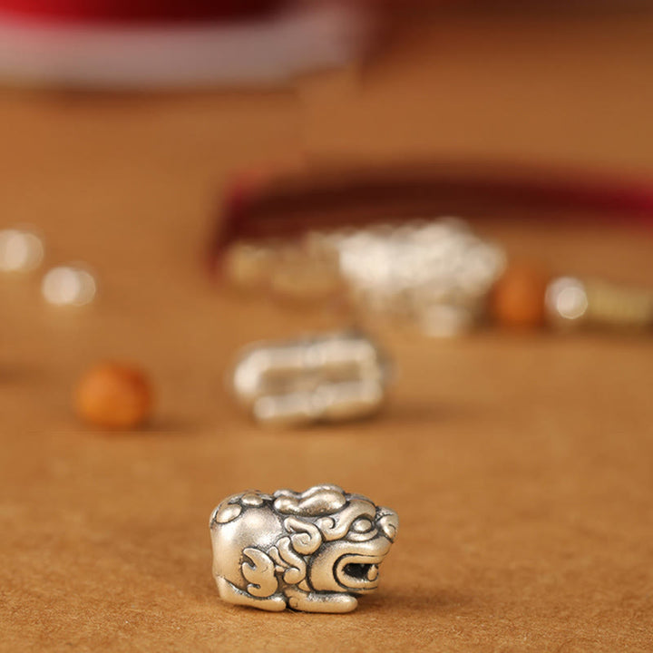 Buddha Stones, 999er Sterlingsilber, Pixiu-Anhänger, Pfirsichholzperle, handgefertigtes geflochtenes Glücksarmband/Fußkettchen - image 20