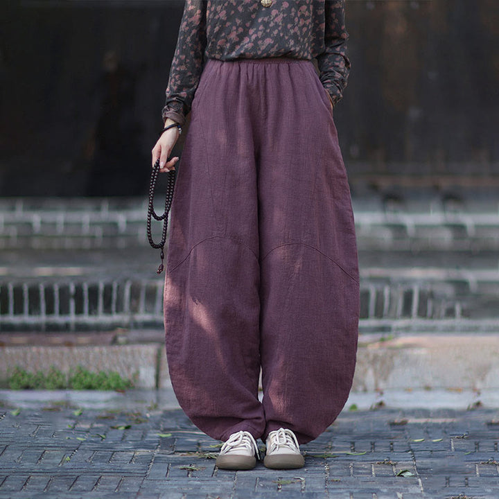 Buddha Stones Winter-Thermohose für Damen aus Ramie-Baumwolle mit elastischem Bund und Taschen - Lila - US6, UK/AU10, EU38 (L) - image 14