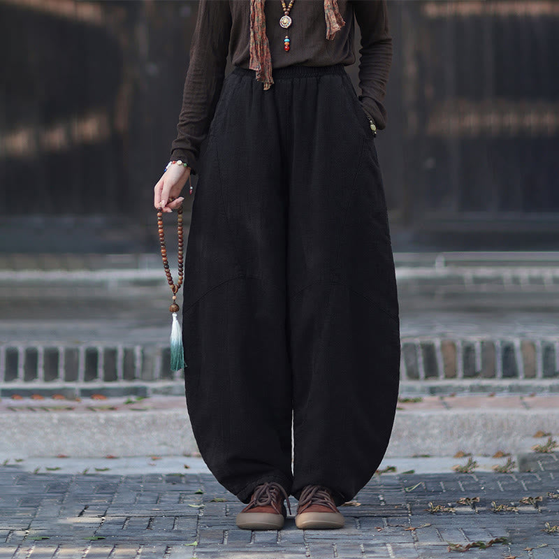 Buddha Stones Winter-Thermohose für Damen aus Ramie-Baumwolle mit elastischem Bund und Taschen - Schwarz - US6, UK/AU10, EU38 (L) - image 41