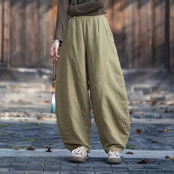Buddha Stones Winter-Thermohose für Damen aus Ramie-Baumwolle mit elastischem Bund und Taschen - image 6