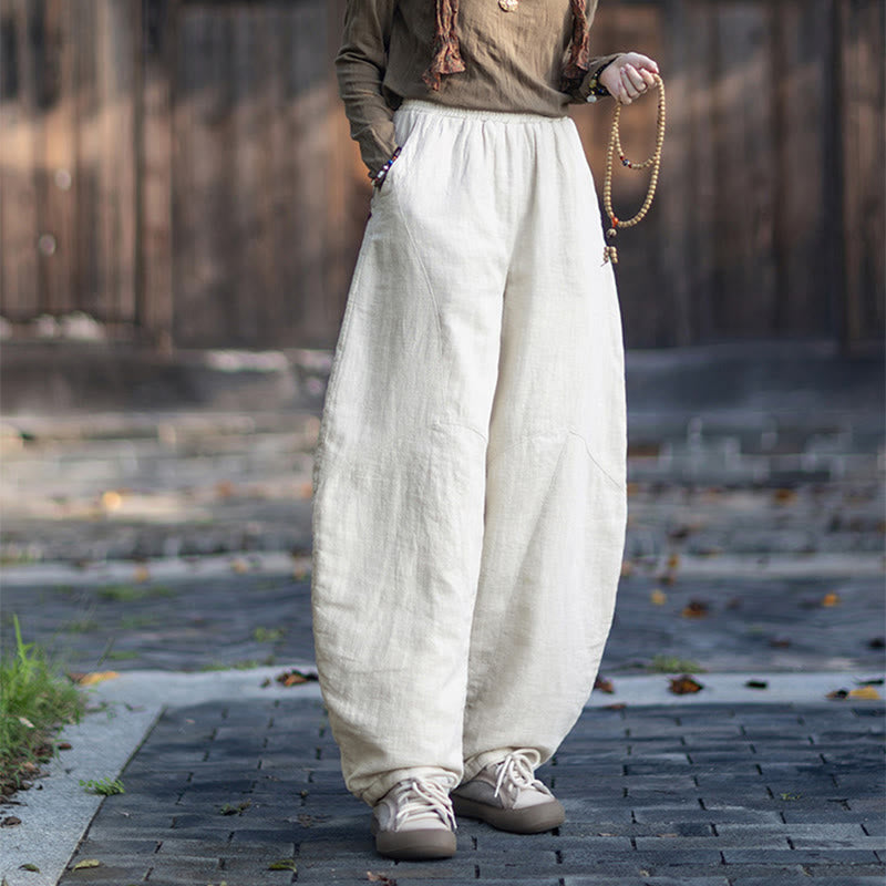 Buddha Stones Winter-Thermohose für Damen aus Ramie-Baumwolle mit elastischem Bund und Taschen - image 9