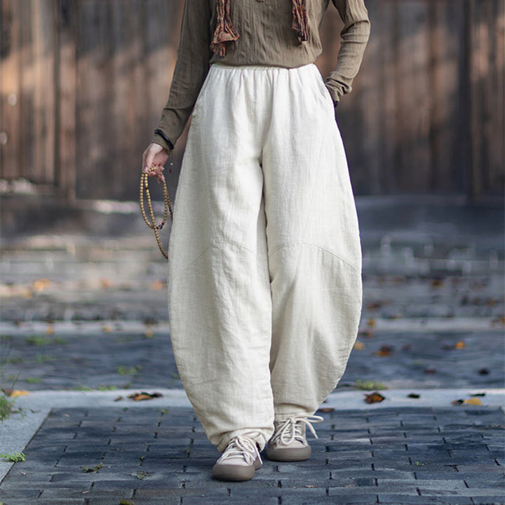 Buddha Stones Winter-Thermohose für Damen aus Ramie-Baumwolle mit elastischem Bund und Taschen - image 13