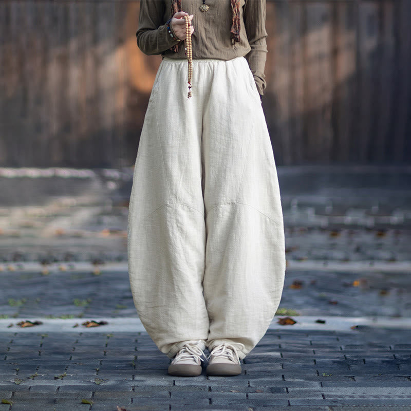 Buddha Stones Winter-Thermohose für Damen aus Ramie-Baumwolle mit elastischem Bund und Taschen - image 11