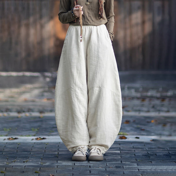 Buddha Stones Winter-Thermohose für Damen aus Ramie-Baumwolle mit elastischem Bund und Taschen - image 11