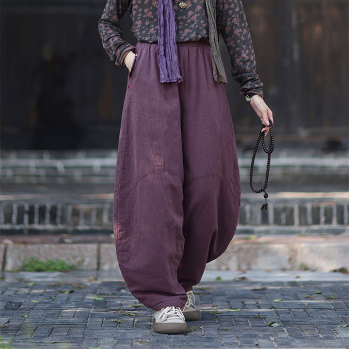 Buddha Stones Winter-Thermohose für Damen aus Ramie-Baumwolle mit elastischem Bund und Taschen - image 17