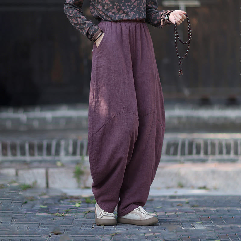 Buddha Stones Winter-Thermohose für Damen aus Ramie-Baumwolle mit elastischem Bund und Taschen - image 15
