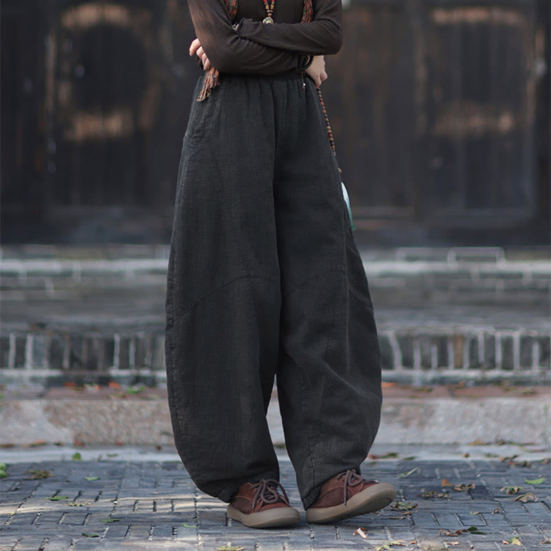 Buddha Stones Winter-Thermohose für Damen aus Ramie-Baumwolle mit elastischem Bund und Taschen - image 22