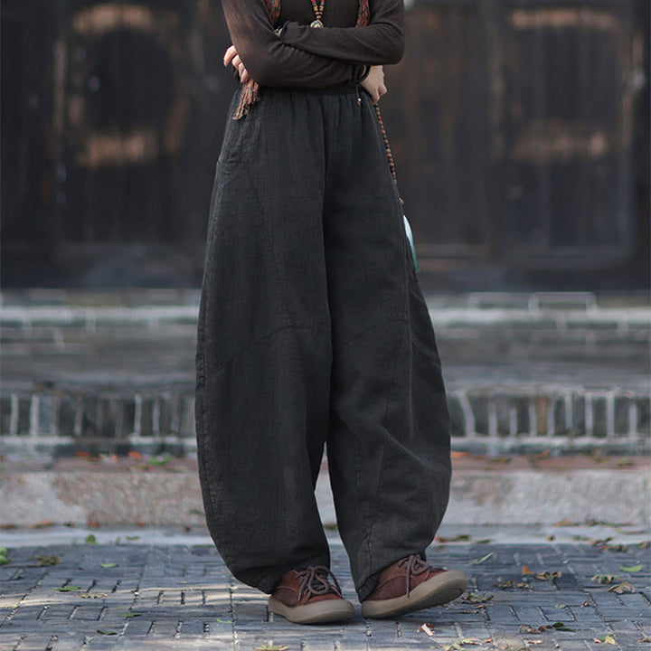 Buddha Stones Winter-Thermohose für Damen aus Ramie-Baumwolle mit elastischem Bund und Taschen - image 22