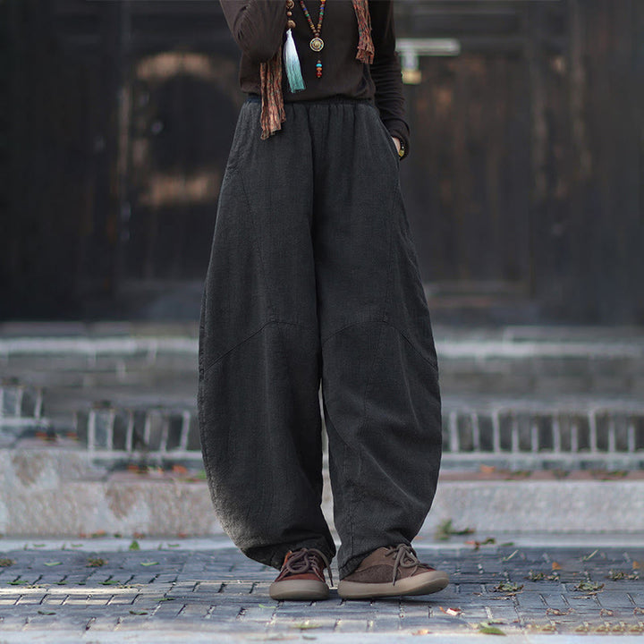 Buddha Stones Winter-Thermohose für Damen aus Ramie-Baumwolle mit elastischem Bund und Taschen - image 24