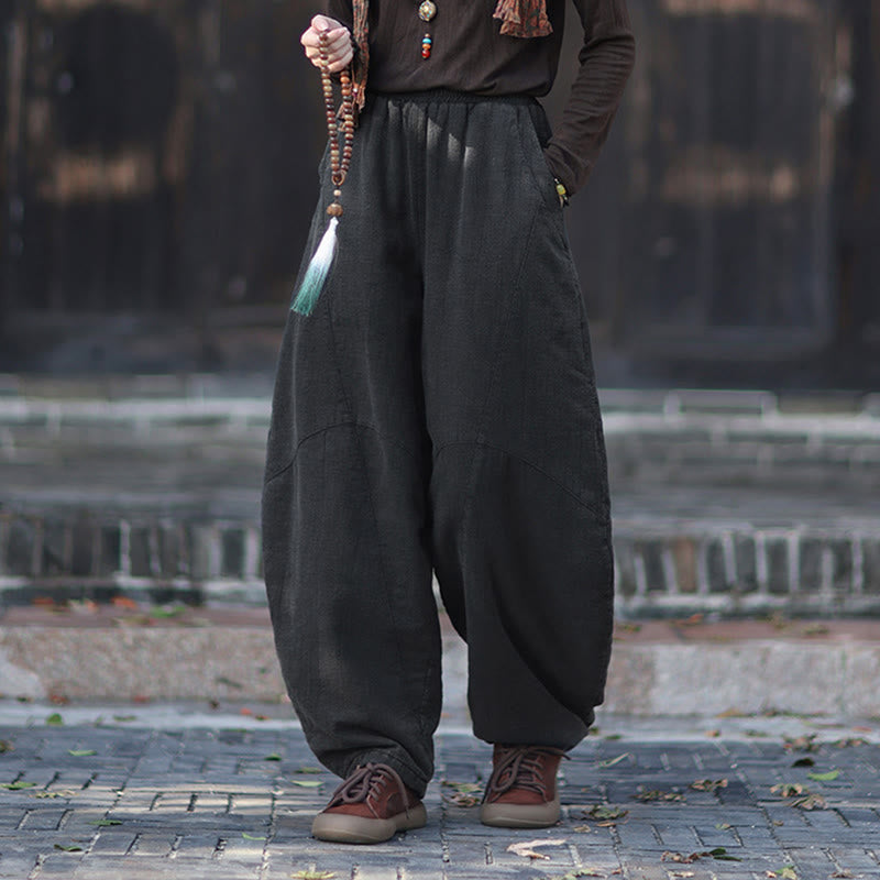 Buddha Stones Winter-Thermohose für Damen aus Ramie-Baumwolle mit elastischem Bund und Taschen - image 25