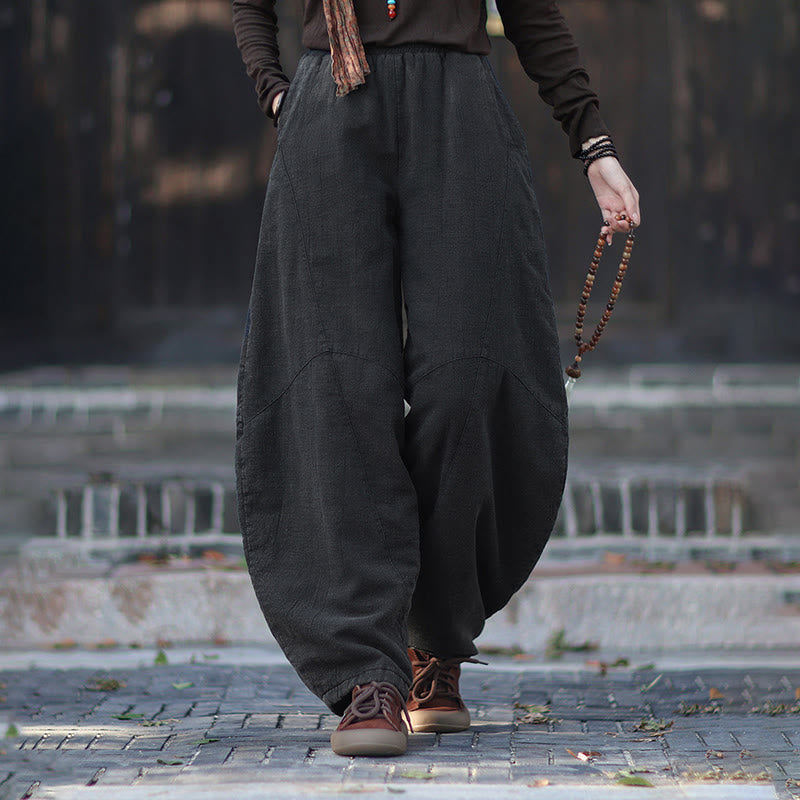 Buddha Stones Winter-Thermohose für Damen aus Ramie-Baumwolle mit elastischem Bund und Taschen - image 21