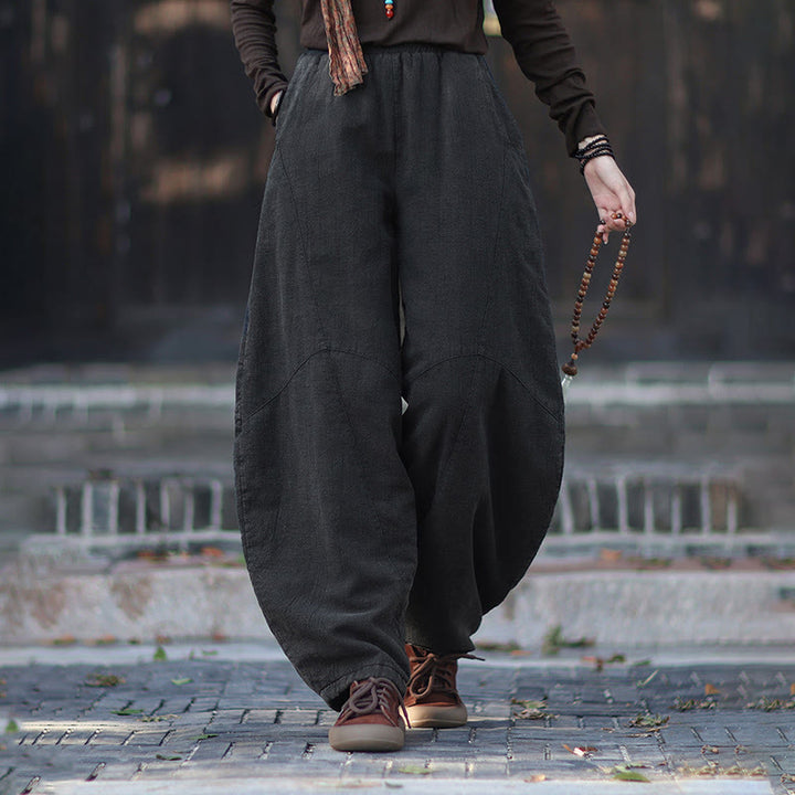 Buddha Stones Winter-Thermohose für Damen aus Ramie-Baumwolle mit elastischem Bund und Taschen - image 21