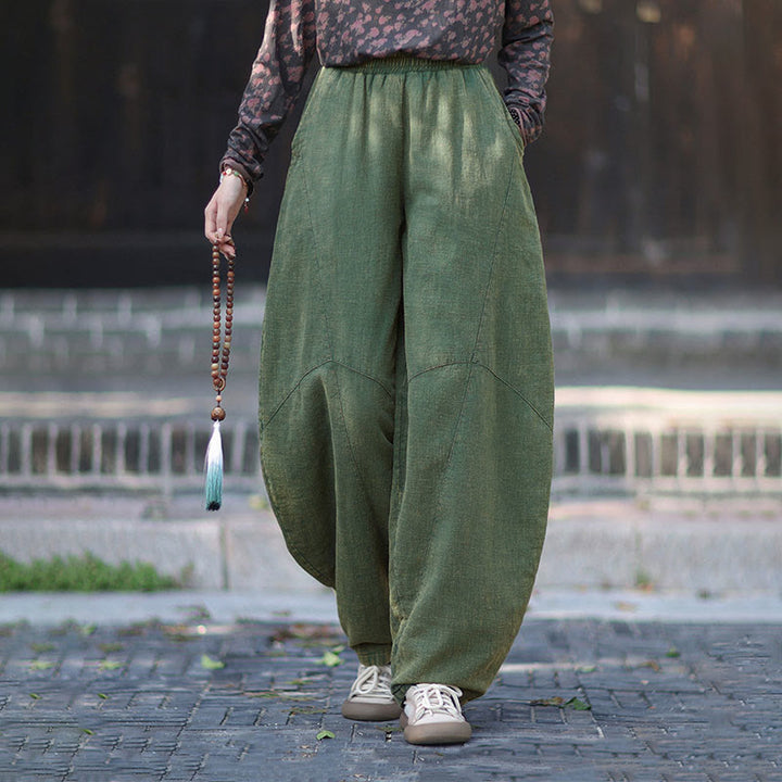 Buddha Stones Winter-Thermohose für Damen aus Ramie-Baumwolle mit elastischem Bund und Taschen - image 28