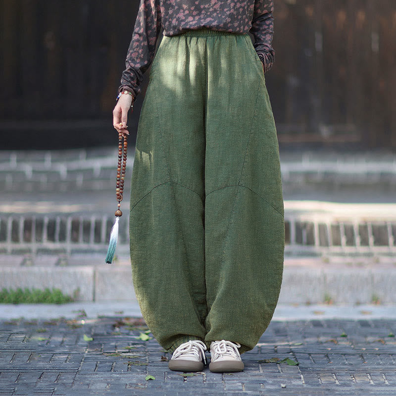 Buddha Stones Winter-Thermohose für Damen aus Ramie-Baumwolle mit elastischem Bund und Taschen - image 31