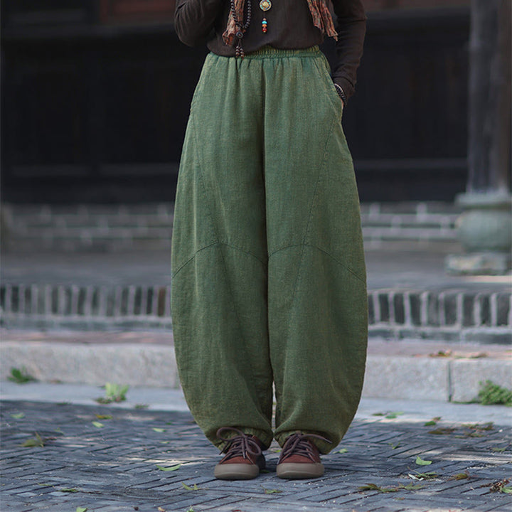 Buddha Stones Winter-Thermohose für Damen aus Ramie-Baumwolle mit elastischem Bund und Taschen - image 32