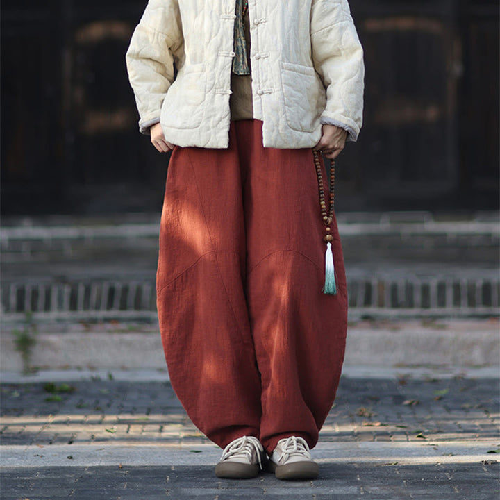 Buddha Stones Winter-Thermohose für Damen aus Ramie-Baumwolle mit elastischem Bund und Taschen - image 35