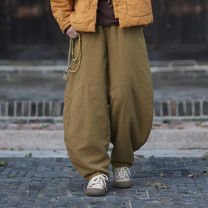 Buddha Stones Winter-Thermohose für Damen aus Ramie-Baumwolle mit elastischem Bund und Taschen - image 38