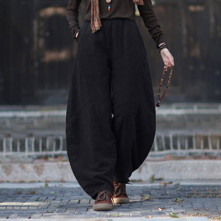 Buddha Stones Winter-Thermohose für Damen aus Ramie-Baumwolle mit elastischem Bund und Taschen - image 43