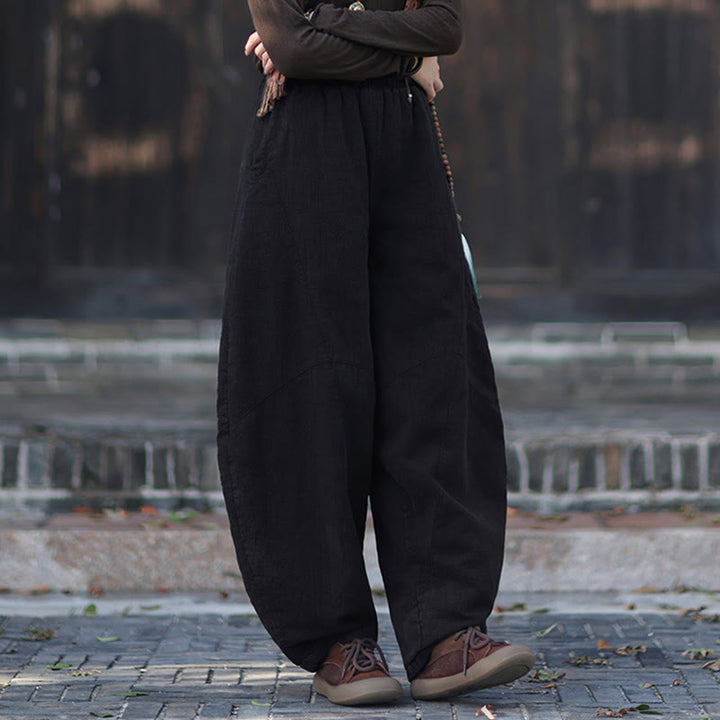 Buddha Stones Winter-Thermohose für Damen aus Ramie-Baumwolle mit elastischem Bund und Taschen - image 42