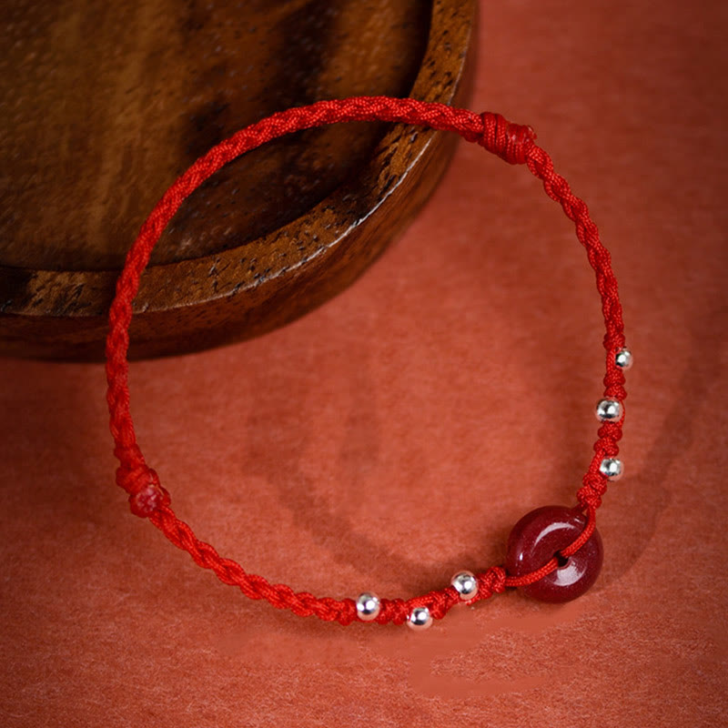 Buddha Stones Friedensarmband mit Zinnober-Schnalle, handgefertigt, verstellbar, mit Segenssymbol - image 2