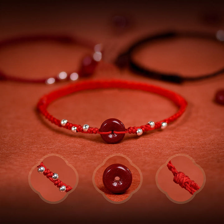 Buddha Stones Friedensarmband mit Zinnober-Schnalle, handgefertigt, verstellbar, mit Segenssymbol - image 6