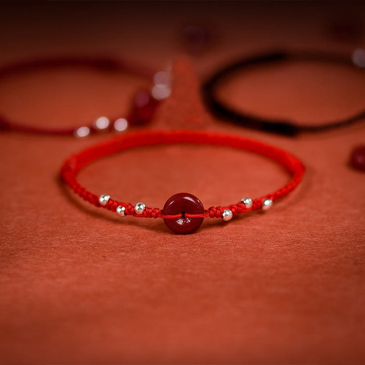 Buddha Stones Friedensarmband mit Zinnober-Schnalle, handgefertigt, verstellbar, mit Segenssymbol - image 0