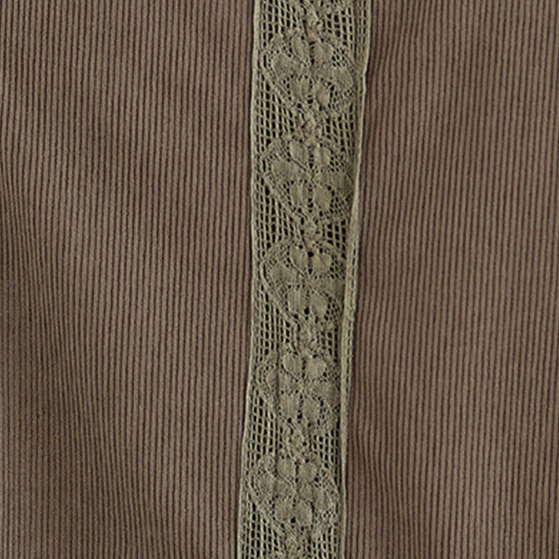 Buddha Stones Winter Plissee-Knopfleiste Langarm Cord Midikleid für Damen mit Taschen - image 11