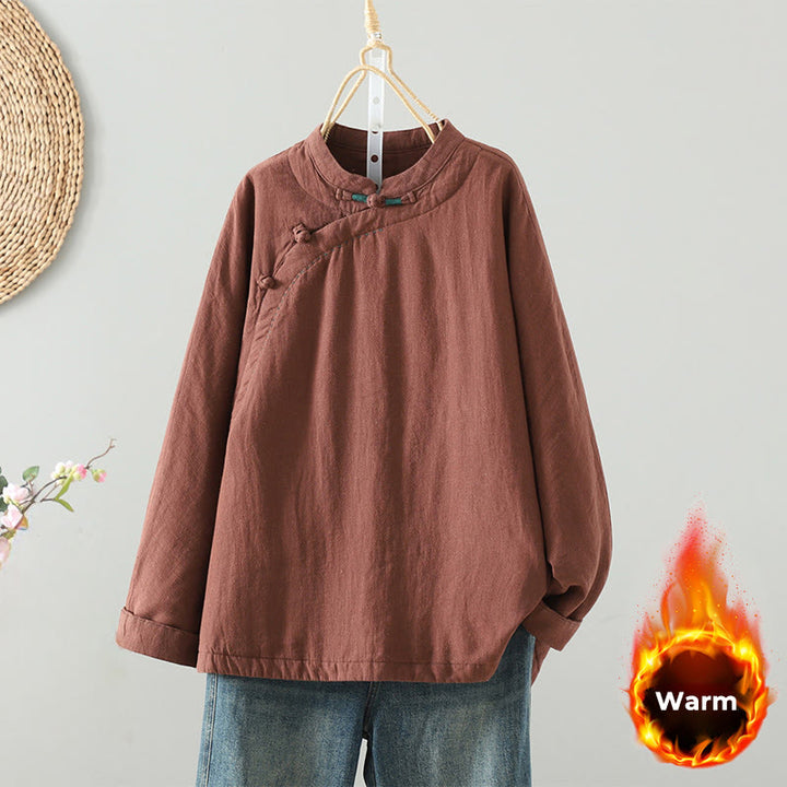 Buddha Stones Vintage Winterjacke mit Froschknopfverschluss, langen Ärmeln, Damen-Thermojacke aus Baumwolle - DarkSalmon - US 8-10, UK/AU 12-14, EU 40-42 (2XL) - image 18