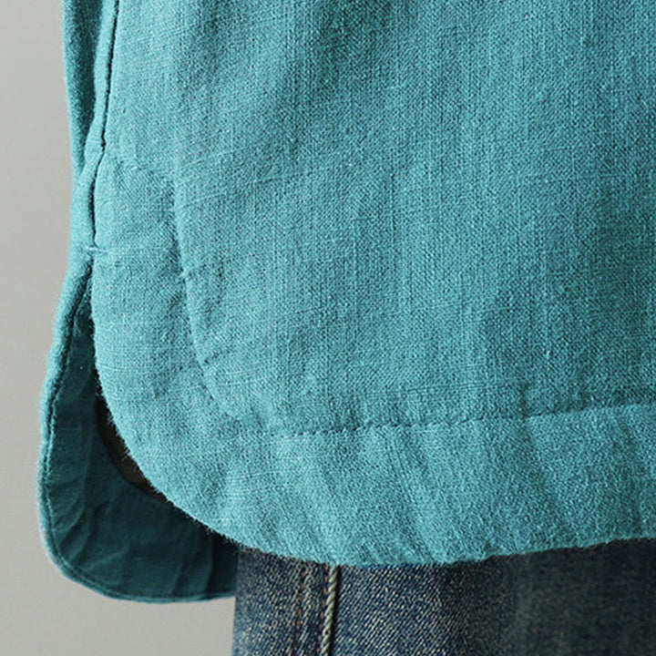 Buddha Stones Vintage Winterjacke mit Froschknopfverschluss, langen Ärmeln, Damen-Thermojacke aus Baumwolle - image 10