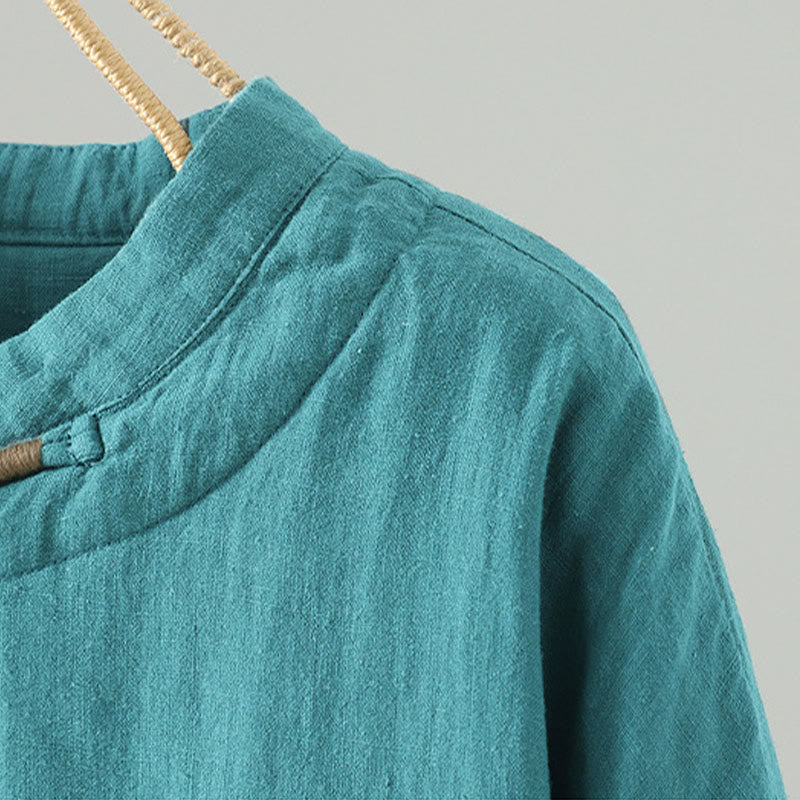 Buddha Stones Vintage Winterjacke mit Froschknopfverschluss, langen Ärmeln, Damen-Thermojacke aus Baumwolle - image 5