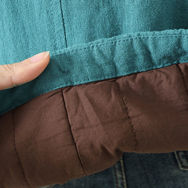 Buddha Stones Vintage Winterjacke mit Froschknopfverschluss, langen Ärmeln, Damen-Thermojacke aus Baumwolle - image 9