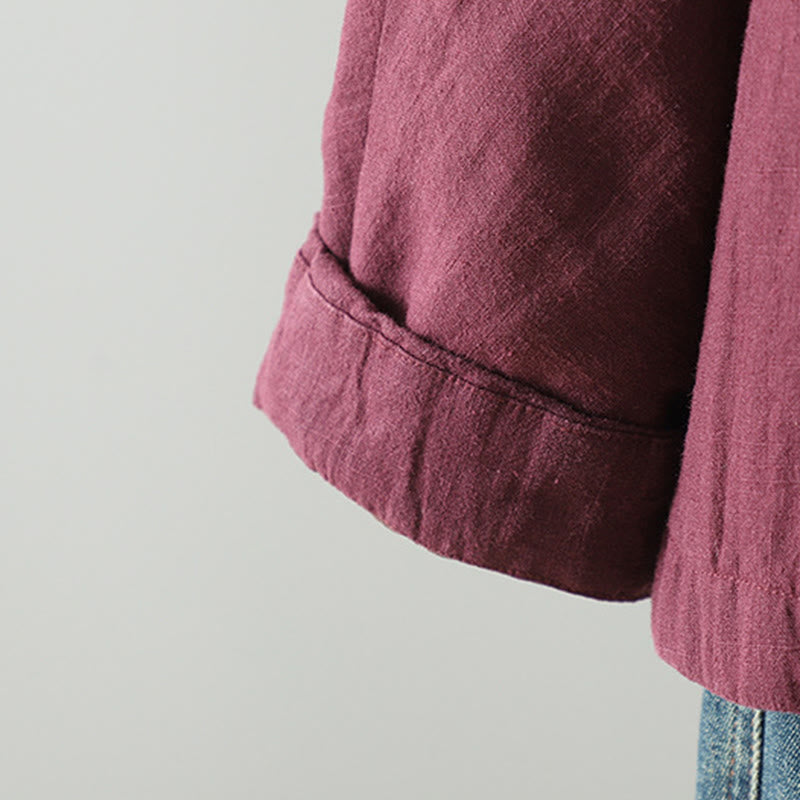 Buddha Stones Vintage Winterjacke mit Froschknopfverschluss, langen Ärmeln, Damen-Thermojacke aus Baumwolle - image 17