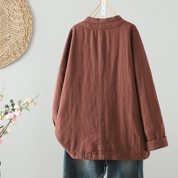 Buddha Stones Vintage Winterjacke mit Froschknopfverschluss, langen Ärmeln, Damen-Thermojacke aus Baumwolle - image 19