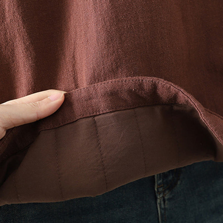 Buddha Stones Vintage Winterjacke mit Froschknopfverschluss, langen Ärmeln, Damen-Thermojacke aus Baumwolle - image 24