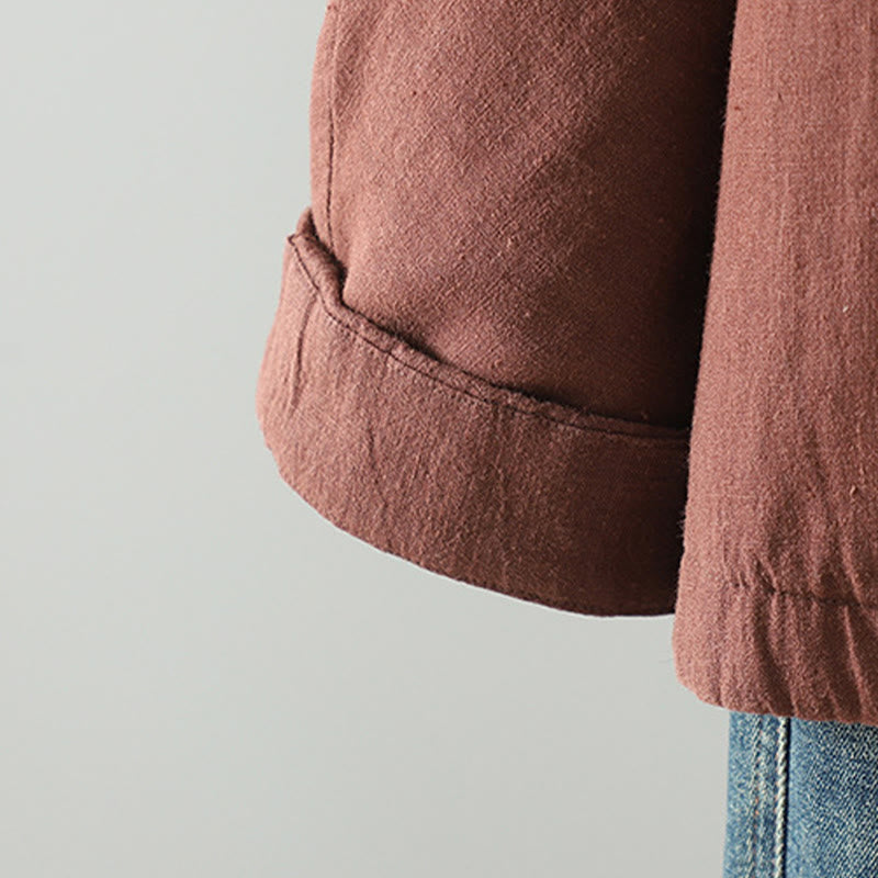 Buddha Stones Vintage Winterjacke mit Froschknopfverschluss, langen Ärmeln, Damen-Thermojacke aus Baumwolle - image 29