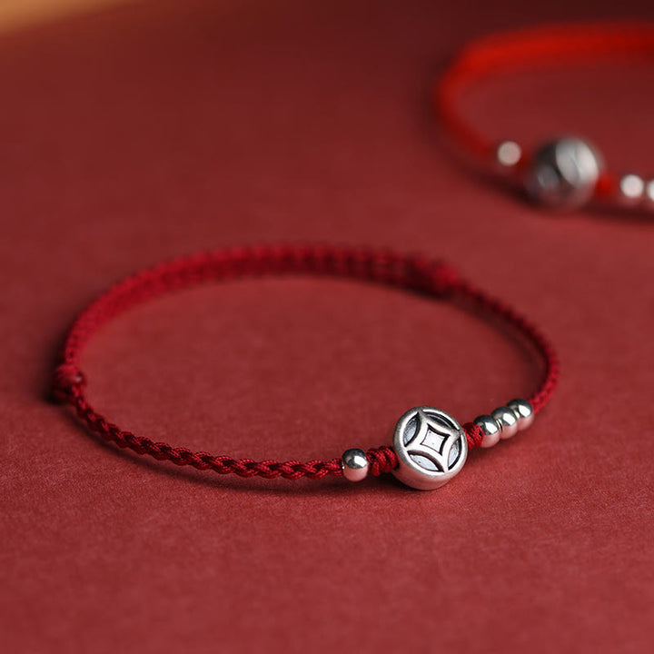 Buddha Stones , handgefertigtes Armband/Fußkettchen aus 999er Sterlingsilber und Kupfermünzenanhänger - image 2