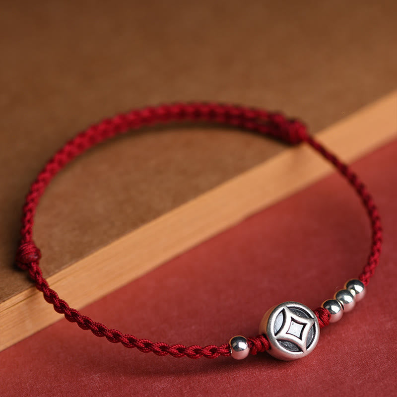 Buddha Stones , handgefertigtes Armband/Fußkettchen aus 999er Sterlingsilber und Kupfermünzenanhänger - image 5