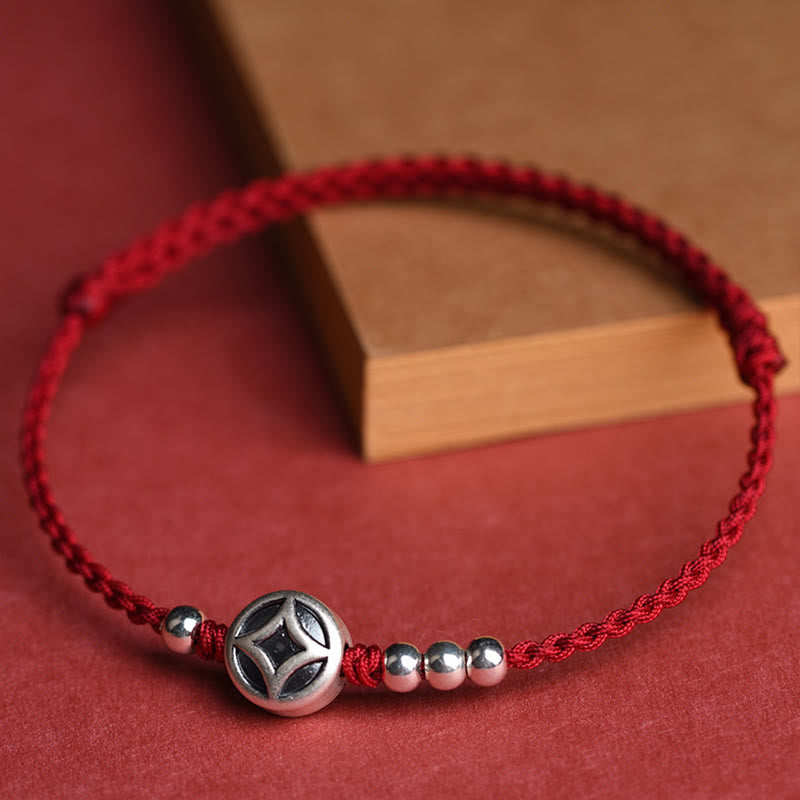 Buddha Stones , handgefertigtes Armband/Fußkettchen aus 999er Sterlingsilber und Kupfermünzenanhänger - image 4