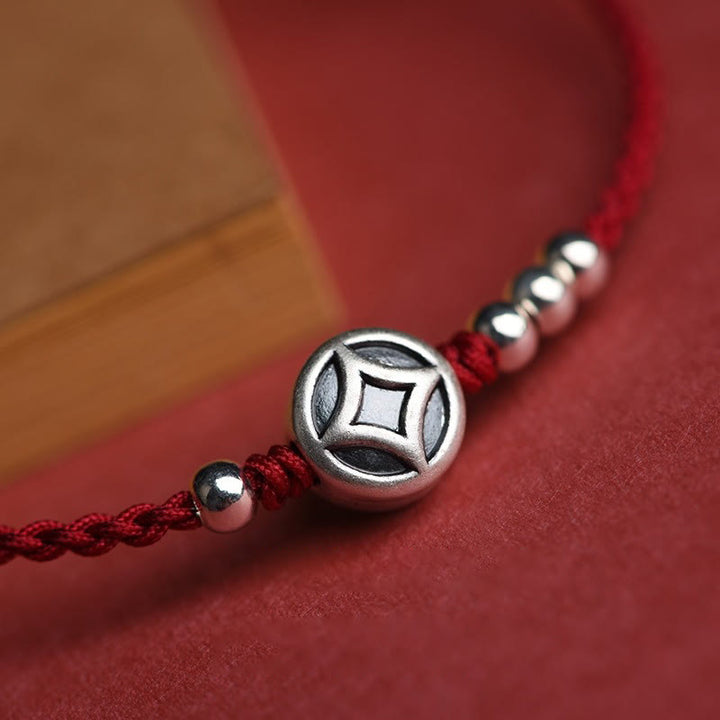 Buddha Stones , handgefertigtes Armband/Fußkettchen aus 999er Sterlingsilber und Kupfermünzenanhänger - image 7