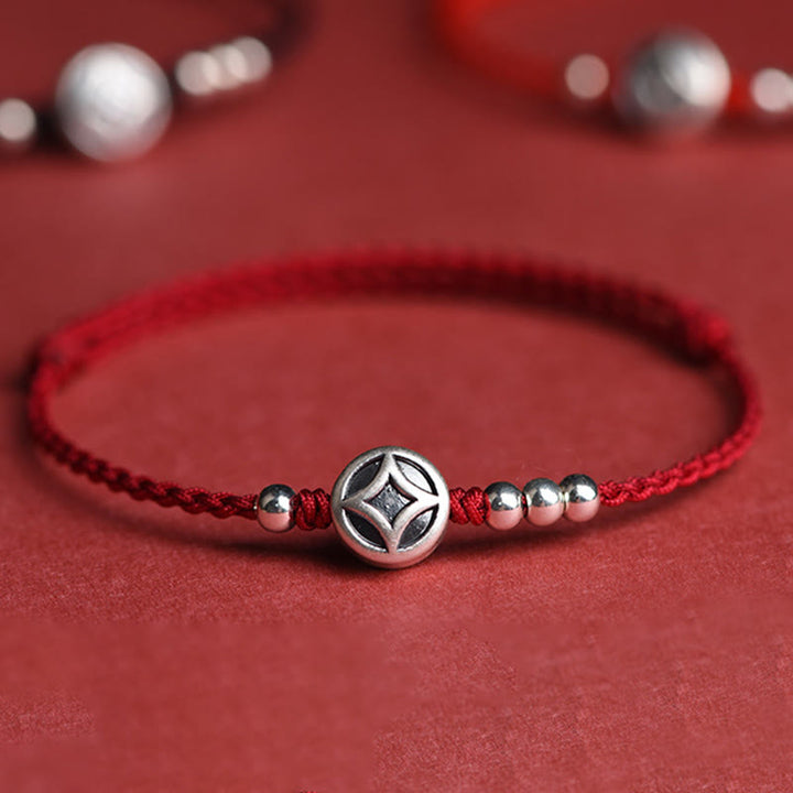 Buddha Stones , handgefertigtes Armband/Fußkettchen aus 999er Sterlingsilber und Kupfermünzenanhänger - image 0
