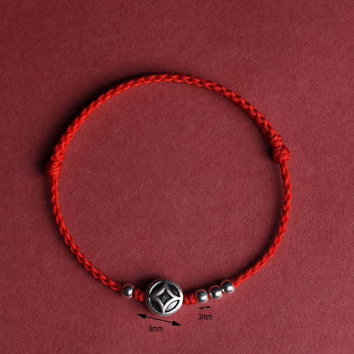 Buddha Stones , handgefertigtes Armband/Fußkettchen aus 999er Sterlingsilber und Kupfermünzenanhänger - image 3