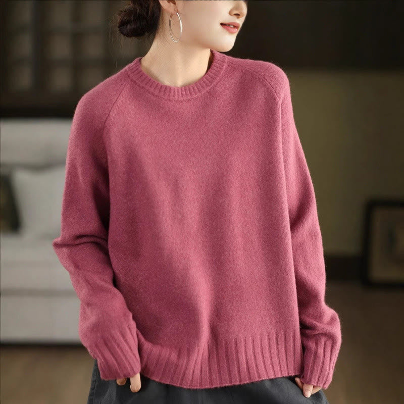 Buddha Stones Winterpullover mit Rundhalsausschnitt, warm und langärmelig, Damen-Baumwollstrickpullover - Blassviolettrot - US4, UK/AU8, EU36 (F) - image 11